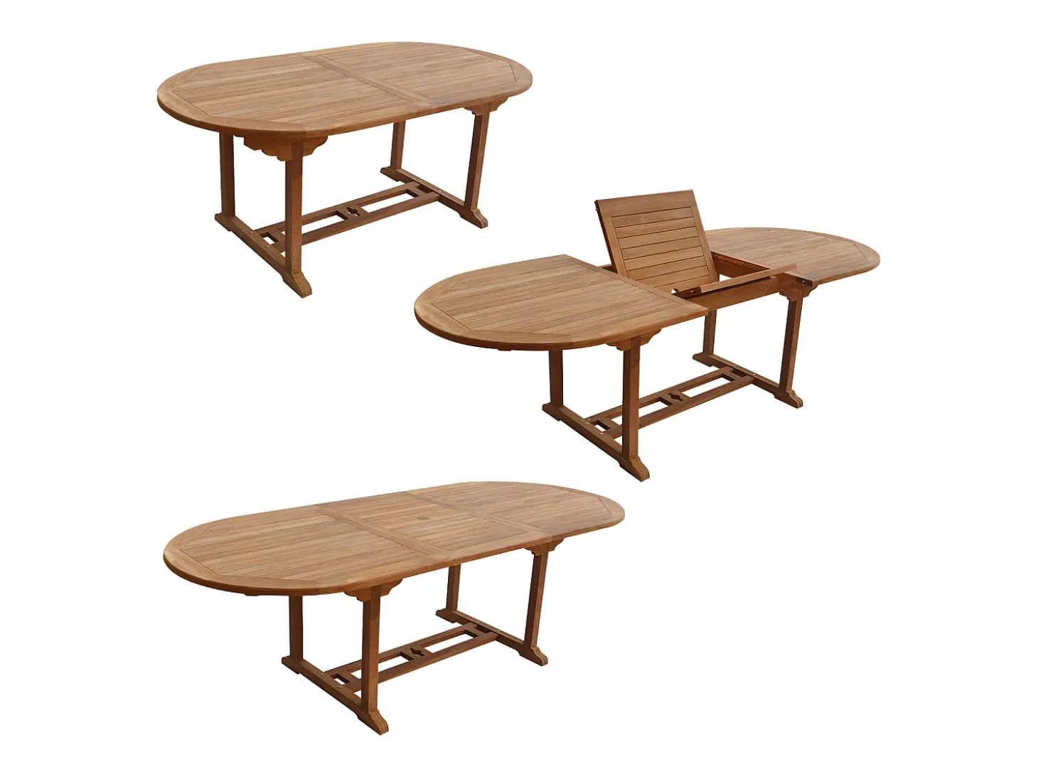 Mobiliário de jardim em teca LOMBOK - mesa extensível oval - 8 lugares