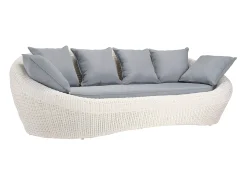 Mobiliário jardim resina entrançada marfim 3+1+1 mesa - WHITEHEAVEN