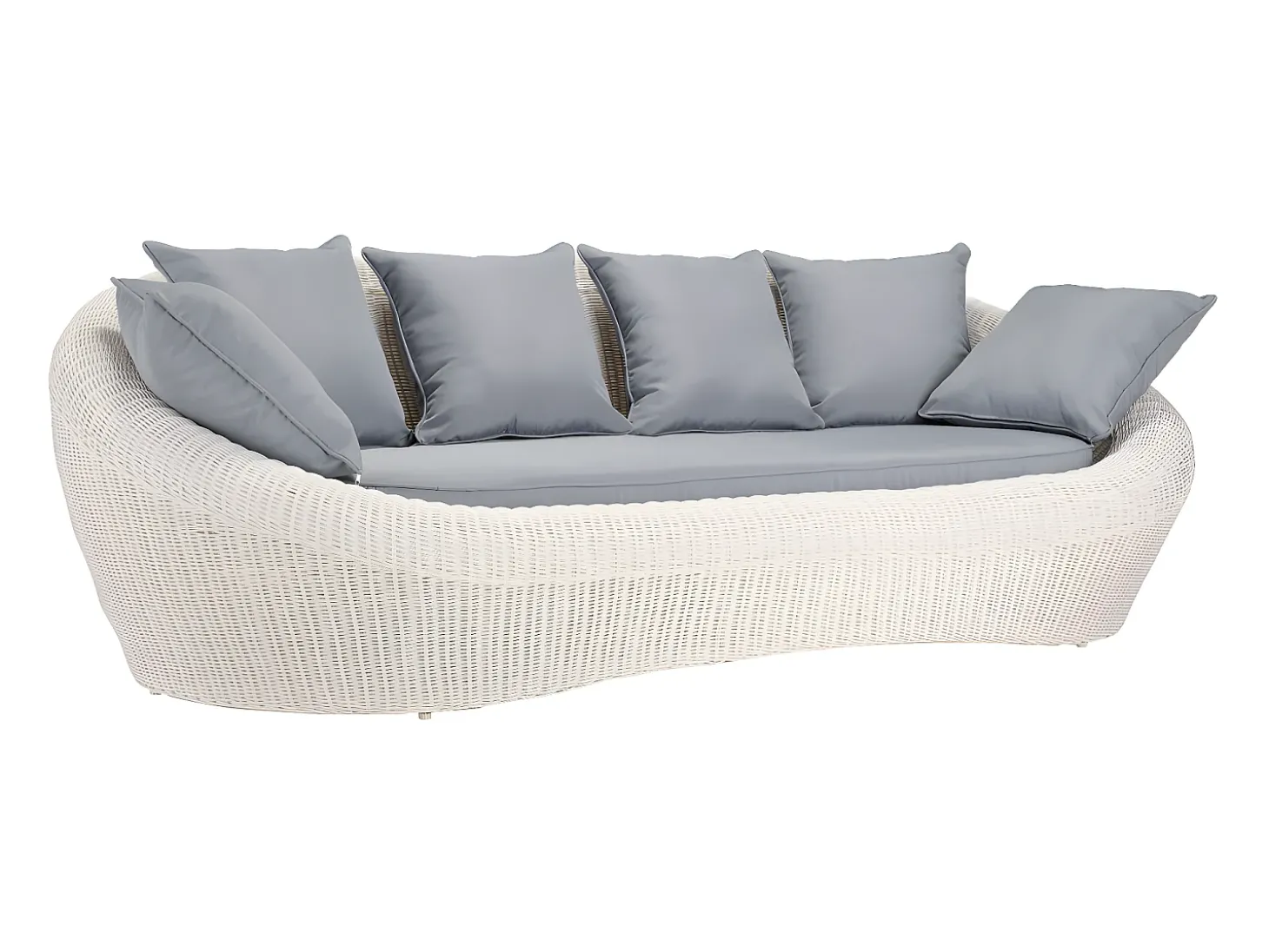 Mobiliário jardim resina entrançada marfim 3+1+1 mesa - WHITEHEAVEN