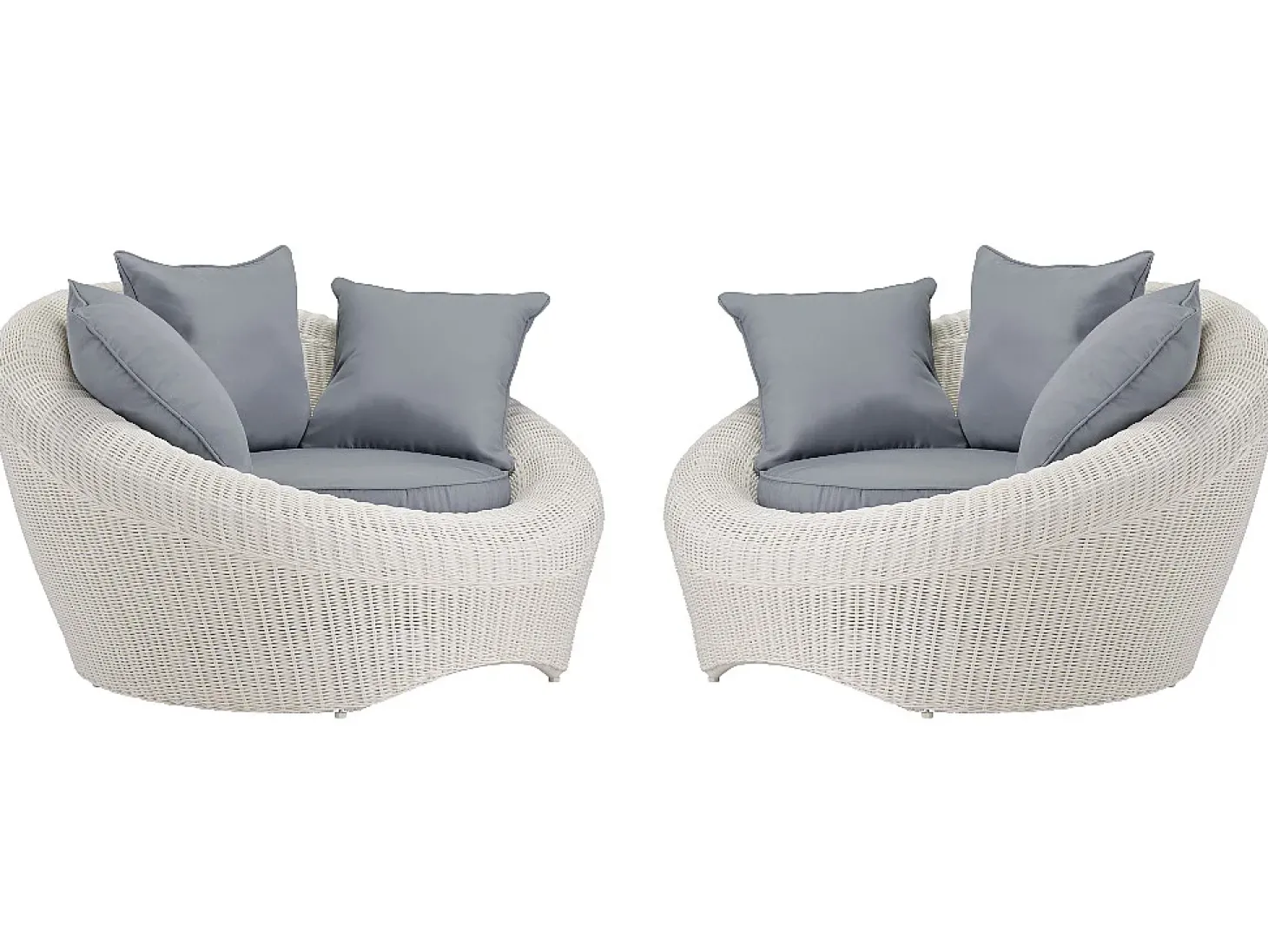 Mobiliário jardim resina entrançada marfim 3+1+1 mesa - WHITEHEAVEN