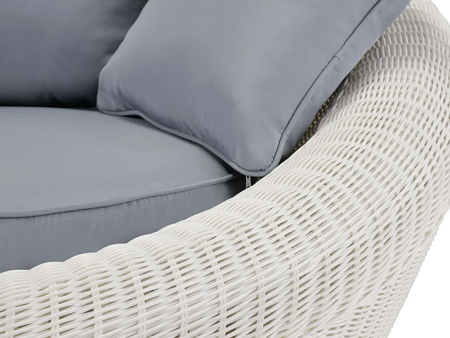 Mobiliário jardim resina entrançada marfim 3+1+1 mesa - WHITEHEAVEN