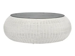 Mobiliário jardim resina entrançada marfim 3+1+1 mesa - WHITEHEAVEN