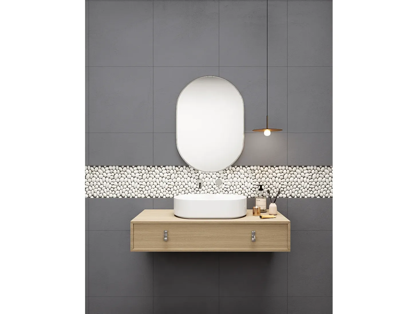 Mosaico OLA de chão e parede seixos creme pack 1m² pedra natural