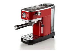 Máquina de café expresso Ariete 1381 em metal com manómetro vermelho, 15 bar, Maxi-Cappuccino e distribuidor de água quente