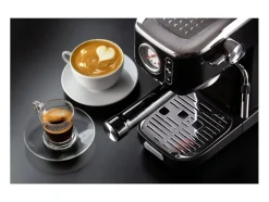 Máquina de espresso Ariete 1381 preta 15 bares, 1300W, compatível com café moído e cápsulas, com manómetro e Maxi-Cappuccino