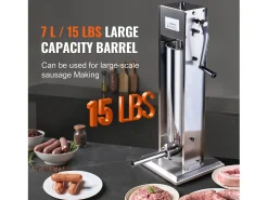 Máquina de Fazer Salsichas, SucceBuy Enchedor de Salsichas Manual de 7 Litros, Aço Inoxidável