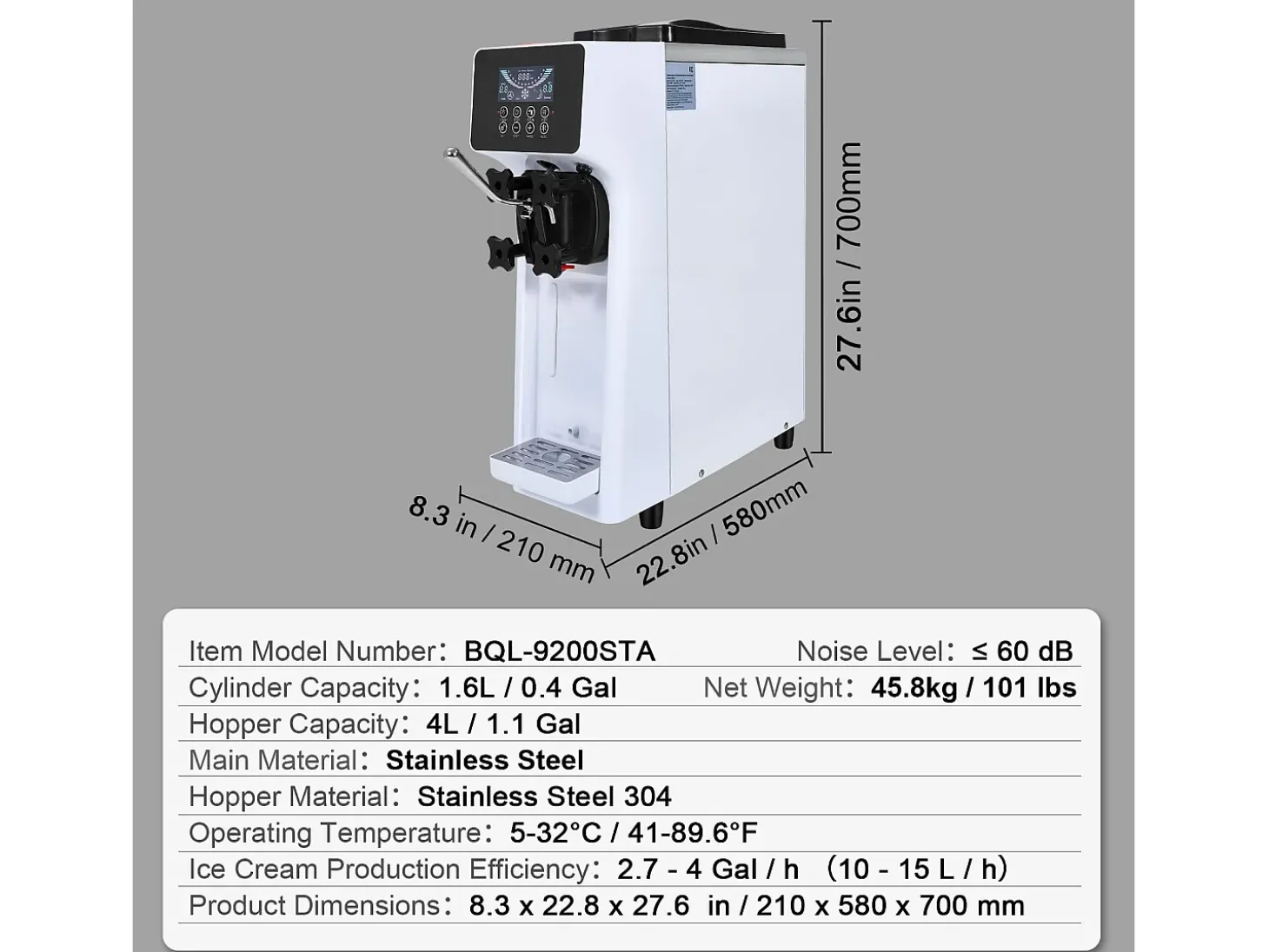 Máquina de Gelado Expresso de Bancada SucceBuy 10 L/H