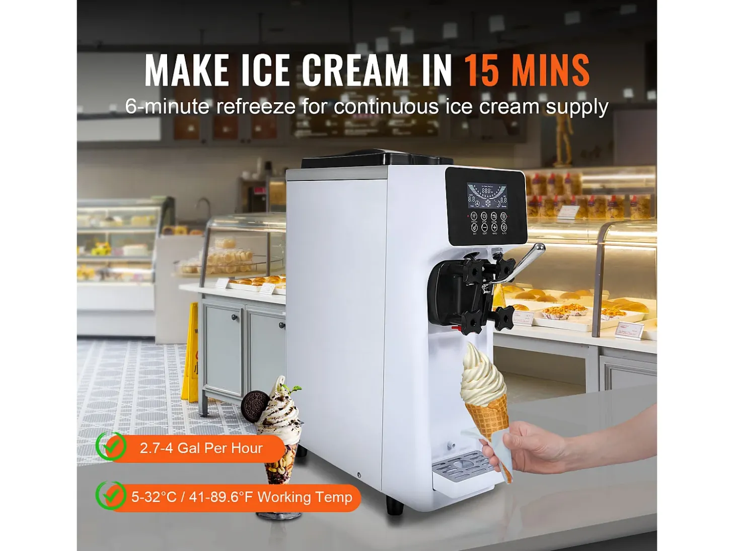 Máquina de Gelado Expresso de Bancada SucceBuy 10 L/H