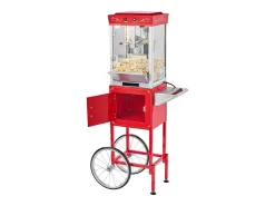 Máquina de Pipoca SucceBuy com Carrinho, Estourador de Milho 800 W, Grande Tigela de Aço Inoxidável 0,2 kg, 48 Chávenas por Lote, com Comando de 2 Botões