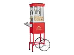 Máquina de Pipoca SucceBuy com Carrinho, Estourador de Milho 800 W, Grande Tigela de Aço Inoxidável 0,2 kg, 48 Chávenas por Lote, com Comando de 2 Botões