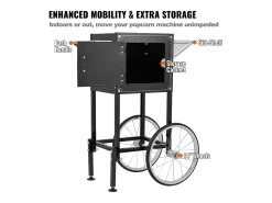 Máquina de Pipocas SucceBuy, Máquina de Pipocas 850 W com Carrinho, Panela de 227 g para 48 Xícaras por Lote, Inclui 4 Colheres, Preto