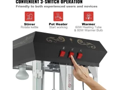 Máquina de Pipocas SucceBuy, Máquina de Pipocas 850 W com Carrinho, Panela de 227 g para 48 Xícaras por Lote, Inclui 4 Colheres, Preto