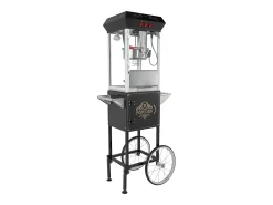 Máquina de Pipocas SucceBuy, Máquina de Pipocas 850 W com Carrinho, Panela de 227 g para 48 Xícaras por Lote, Inclui 4 Colheres, Preto