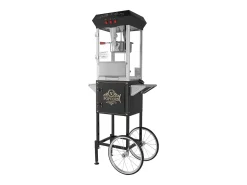 Máquina de Pipocas SucceBuy, Máquina de Pipocas 850 W com Carrinho, Panela de 227 g para 48 Xícaras por Lote, Inclui 4 Colheres, Preto