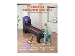 Máquina de Skeeball SucceBuy 274cm Lançar e Marcar Mesa de Jogo Arcade Marcador Eletrônico Sala de Jogos 4 Bolas