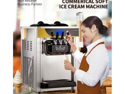 Máquina de Sorvete Mole SucceBuy, 22-30 L/H, 2200 W, Máquina de Sorvete Italiano Comercial Tronco 2x6 L