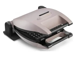 Máquina de Waffles LAGRANGE 019133 Cinza Pérola 1200W - Placas de Alumínio Fundido Antiaderentes, Ajuste Macio/Crocante, Espeto para Waffles Incluso