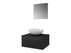 Móveis casa de banho 3 pçs e conjunto de bacia preto