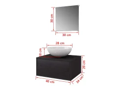 Móveis casa de banho 3 pçs e conjunto de bacia preto