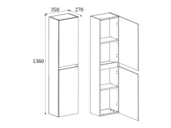 Móveis de banheiro, Cor: Carvalho claro, 35 x 136 x 27 cm