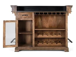 Móveis de bar marrons em granito e metal, modelo Manguier de 150 cm.