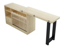 Móveis de bar、Buffet com mesa dobrável retrátil - grande espaço de arrumação - Natural e Preto