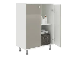 Móveis de casa de banho haaus Zaria, 2 portas, cinzento brilhante/branco, MDF, C 60 x L 35 x A 85 cm