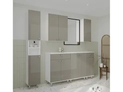 Móveis de casa de banho haaus Zaria, 2 portas, cinzento brilhante/branco, MDF, C 60 x L 35 x A 85 cm