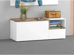 Móveis de entrada Yuri, entrada multifuncional moderna, armário multiuso para hall de entrada, 100% Fabricado na Itália, 120x40h54 cm, branco brilhante e bordo