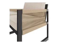 Móveis de jardim de metal, sofá modular e mesa de café, com 2 poltronas, 7-8 assentos, bege