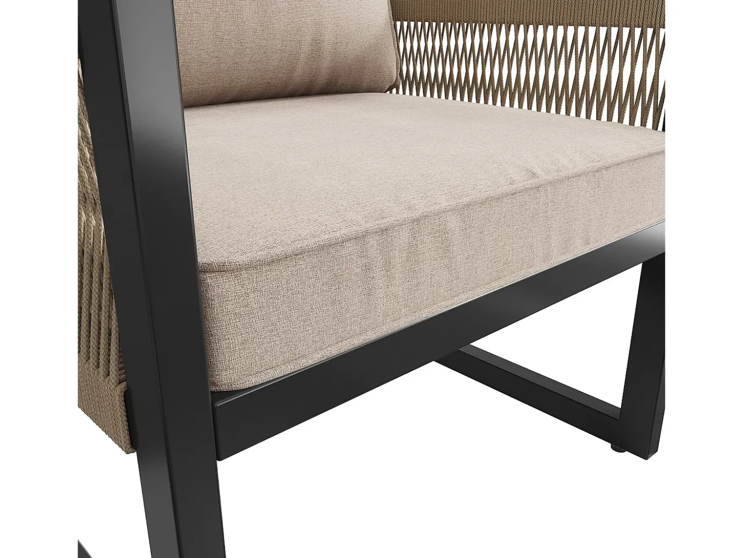 Móveis de jardim de metal, sofá modular e mesa de café, com 2 poltronas, 7-8 assentos, bege