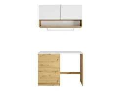 Móveis de lavandaria para máquina de lavar C122 cm branco e natural claro - NATAJI