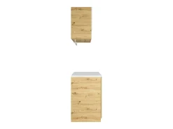 Móveis de lavandaria para máquina de lavar C122 cm branco e natural claro - NATAJI