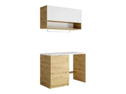 Móveis de lavandaria para máquina de lavar C122 cm branco e natural claro - NATAJI
