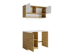 Móveis de lavandaria para máquina de lavar C122 cm branco e natural claro - NATAJI