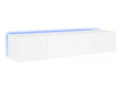 Móveis de parede p/ TV com luzes LED 2 pcs 80x35x31 cm branco