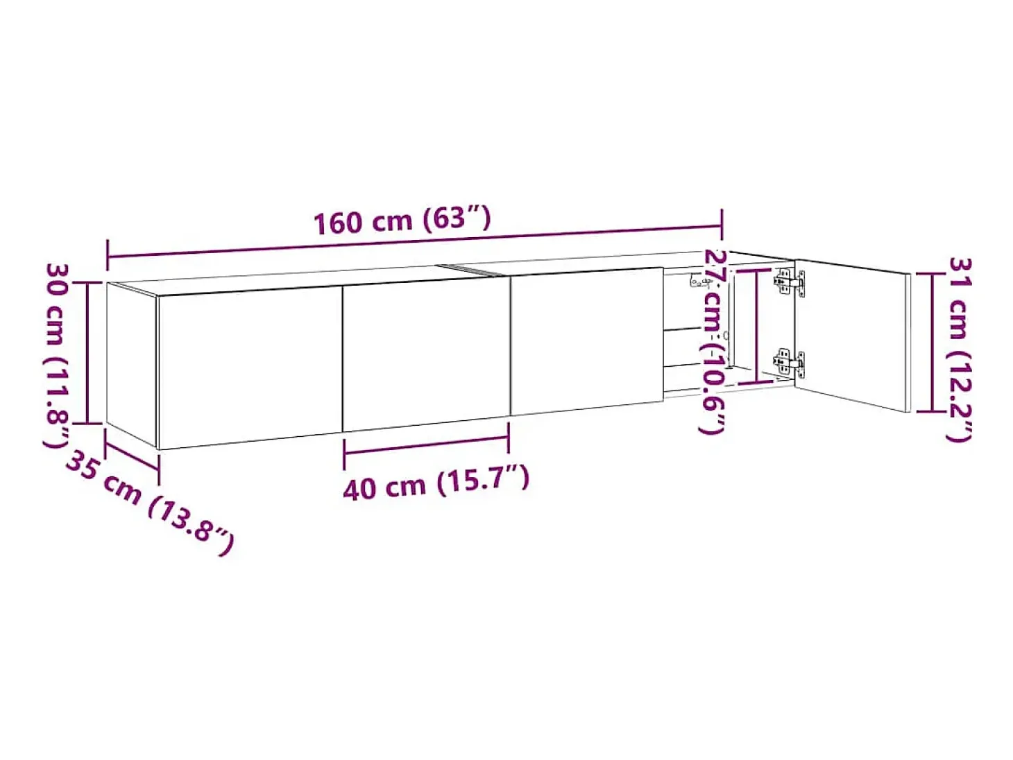 Móveis de parede p/ TV com luzes LED 2 pcs 80x35x31 cm branco