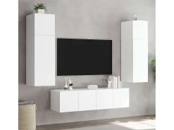 Móveis de parede p/ TV com luzes LED 2 pcs 80x35x31 cm branco
