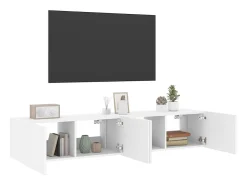 Móveis de parede p/ TV com luzes LED 2 pcs 80x35x31 cm branco