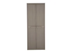 Móvel arrumação jardim 65x45x172 cm PP aspeto madeira castanho
