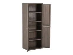 Móvel arrumação jardim 65x45x172 cm PP aspeto madeira castanho
