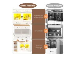 Móvel bar extensível - 135/203 x 39 x 92,8 cm - mesa giratória com LEDs + 4 gavetas - MDF - branco