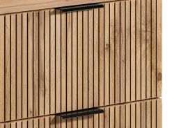 Móvel casa banho estriado natural claro nichos, lavatório de pousar quadrado 140 cm MADELA