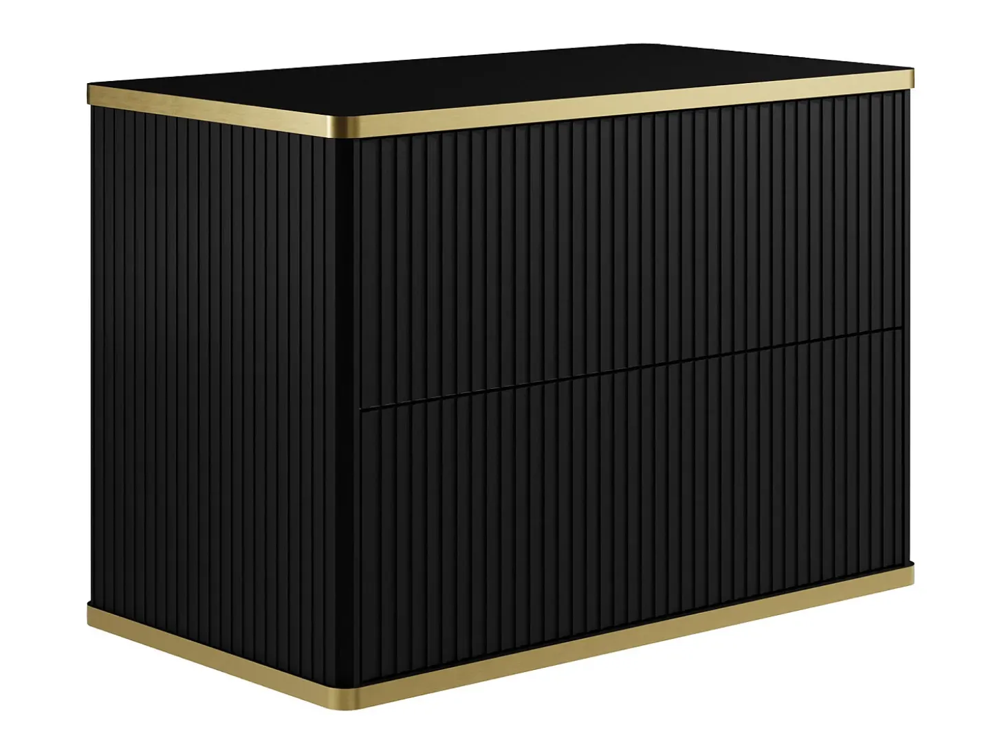 Móvel casa de banho estriado debruado dourado lavatório pousar redondo preto 80 cm KELIZA