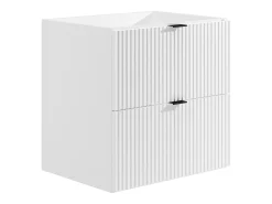 Móvel casa de banho suspenso estriado, lavatório de encastrar, coluna branco, 60 cm ZEVINI
