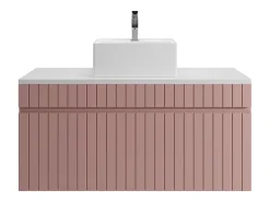 Móvel casa de banho suspenso estriado cor-de-rosa lavatório de pousar 100 cm SATARA
