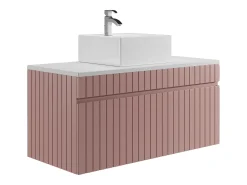 Móvel casa de banho suspenso estriado cor-de-rosa lavatório de pousar 100 cm SATARA