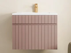 Móvel casa de banho suspenso estriado cor-de-rosa lavatório de encastrar 60 cm SATARA