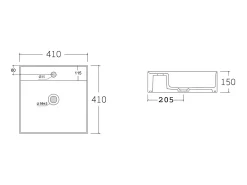 Móvel casa de banho suspenso com lavatório de pousar 80cm, natural claro e antracite ARUBA