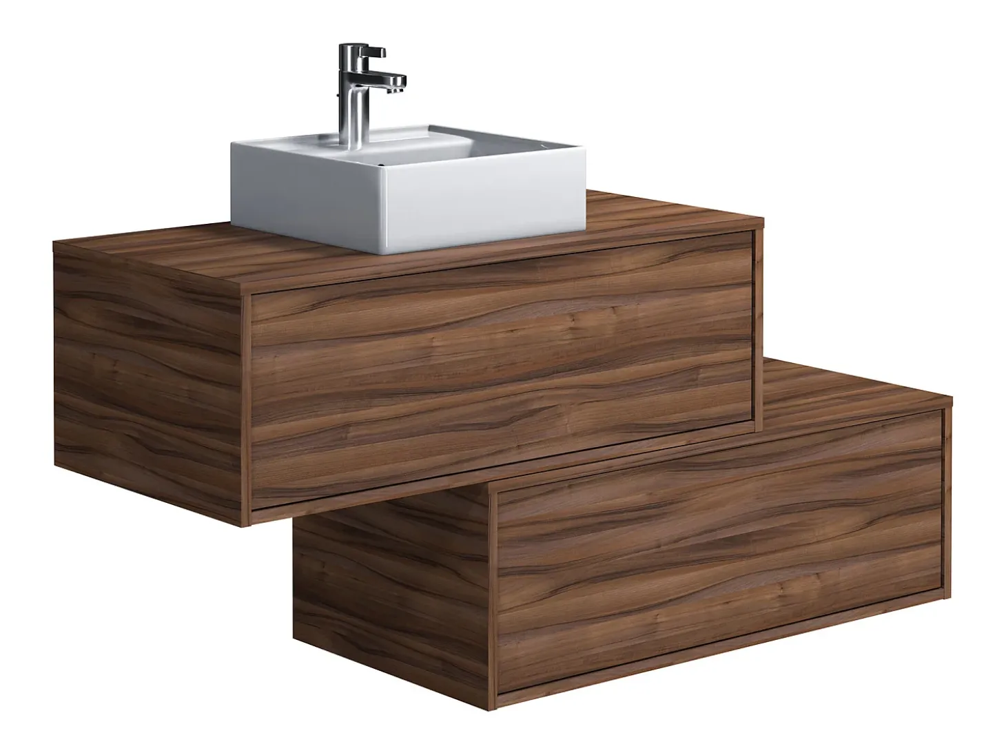 Móvel casa de banho suspenso lavatório individual natural escuro 2 gavetas 94 cm TEANA
